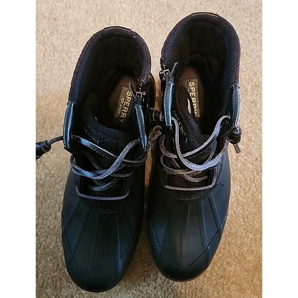 Sperry Duck Boot Black Waterproof Lace Up Quilted Women's Size 8M STS81733 - Picture 8 of 11